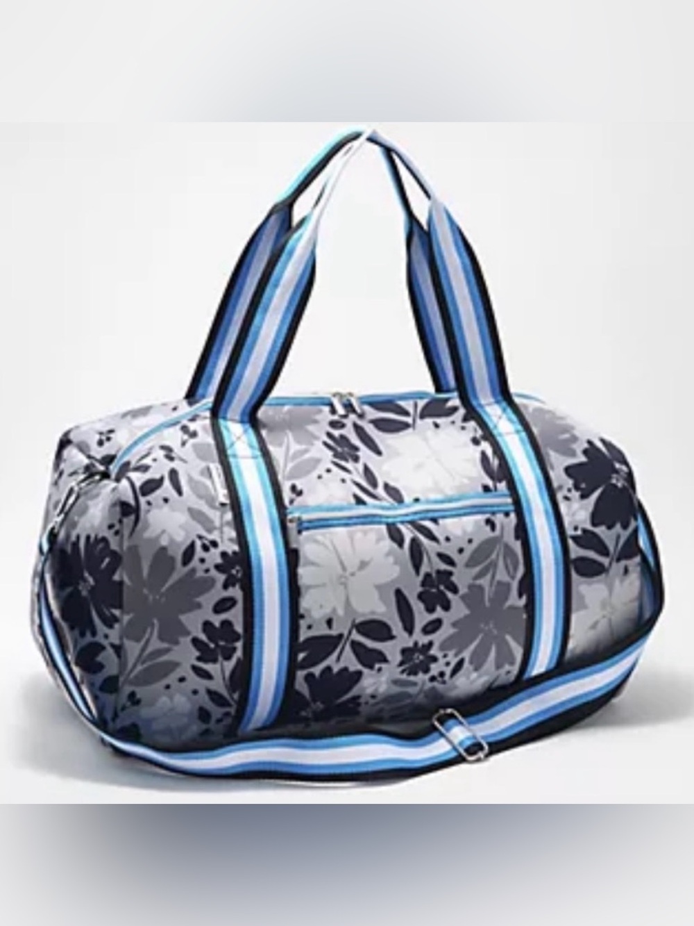 NWT Ah-Dorned Neoprene Grey Floral Print Tote Bag
